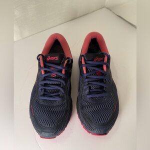 Asics Gel Cumulus 19 Lace Up Running Shoes Womens 6.5 Blue Pink Athleisure Gym